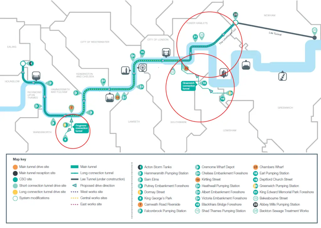 Thames Tideway Route Map